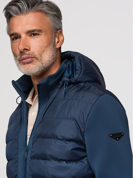 Ombre Ombre Kurtka przejściowa OM-JALP-0298 Granatowy Regular Fit
