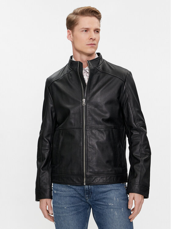 HUGO Hugo Lederjacke Lokis2 50513322 Schwarz Slim Fit