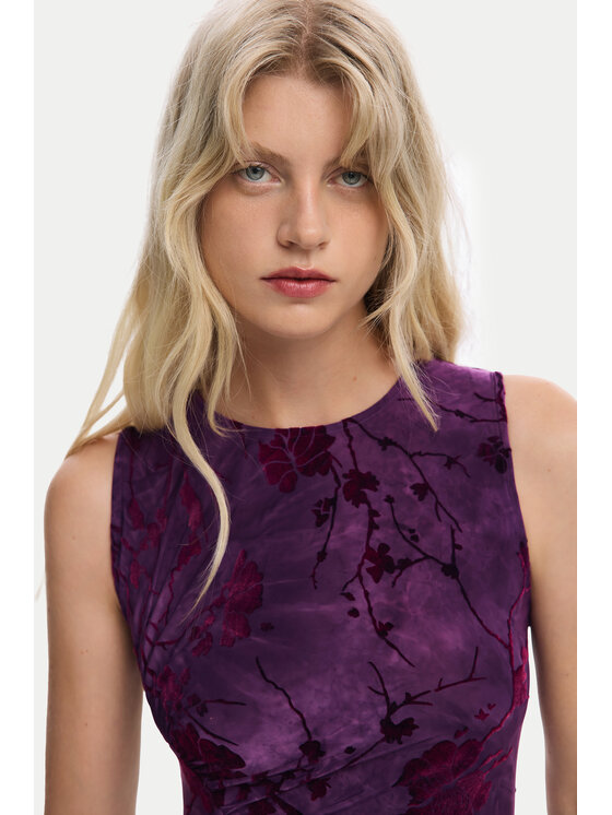 Desigual Desigual Cocktail obleka Alina 25WWVK33 Vijolična Slim Fit