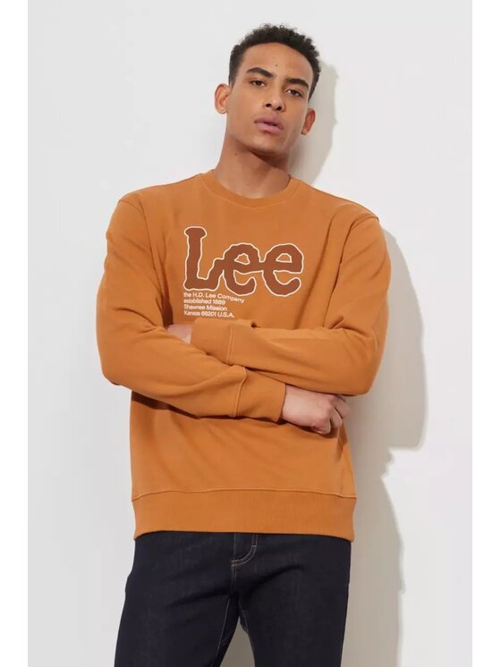 Lee Lee Bluza SEASONAL LOGO CREW SWS Pomarańczowy Regular Fit
