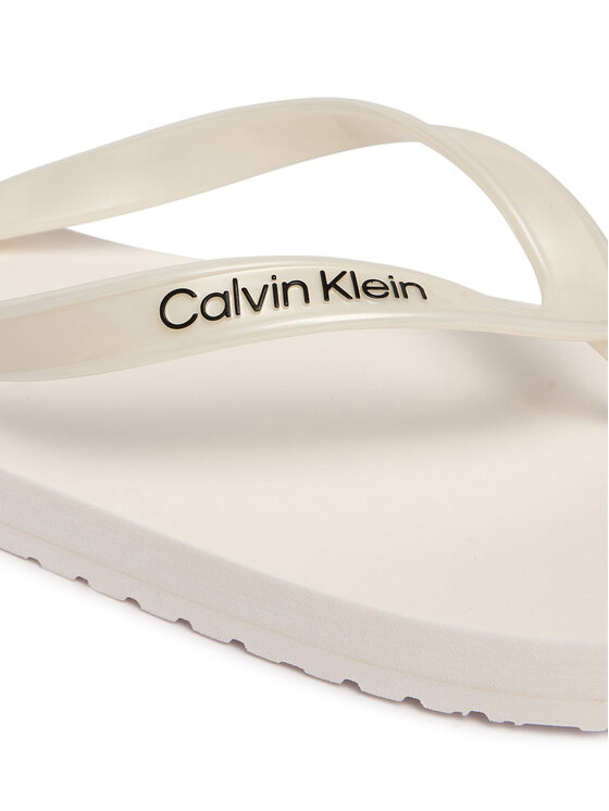 Calvin Klein Calvin Klein Čības uz pirksta Arwa - Metallic Pearlised Flip Flops HW0HW02956 Balts