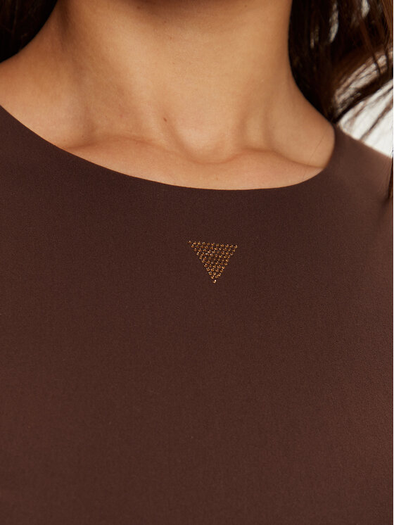 Guess Guess Džemper haljina W4YK0J KCDE0 Smeđa Slim Fit