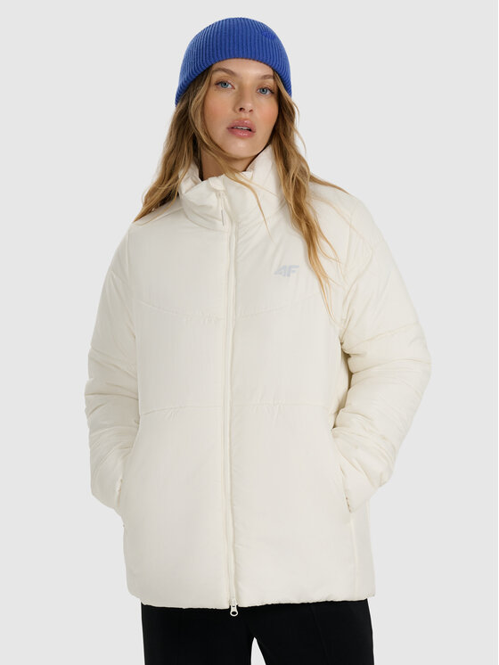4F 4F Kurtka puchowa URBAN COMMUTER Kremowy Regular Fit
