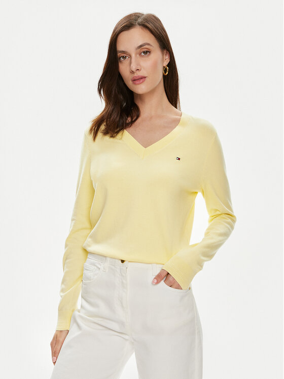 Tommy Hilfiger Tommy Hilfiger Pulover WW0WW40098 Rumena Regular Fit