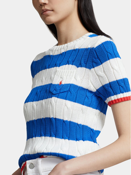 Polo Ralph Lauren Polo Ralph Lauren Džemper Strpe Pkt T 211924445001 Bijela Slim Fit
