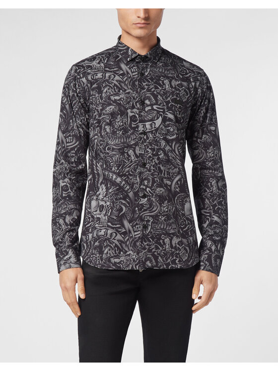 PHILIPP PLEIN PHILIPP PLEIN Košile 18829 Černá Fitted Fit