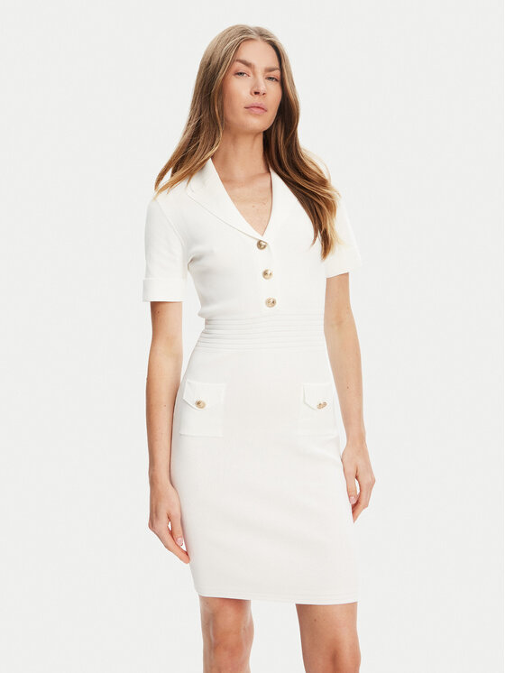 Guess Sukienka dzianinowa W5YK29 Z0130 Biały Slim Fit