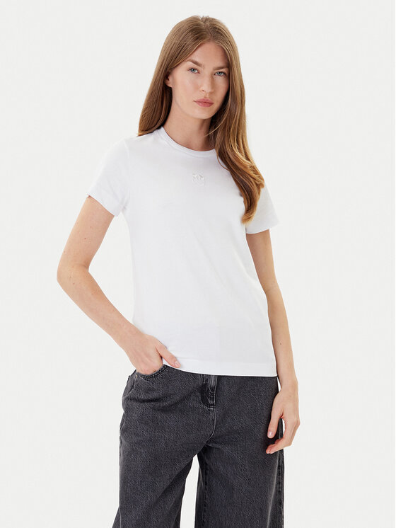 PINKO PINKO T-Shirt Bussolotto 100355 A2RD Biały Regular Fit