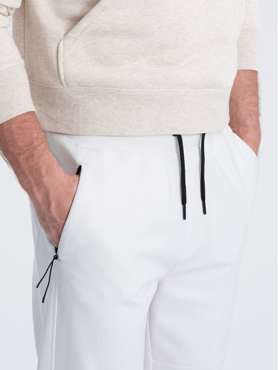 Ombre Ombre Spodnie dresowe OM-PASK-0142 Biały Regular Fit