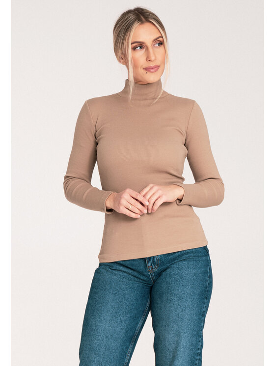 FIGL FIGL Bluzka M1058 Beżowy Fitted Fit