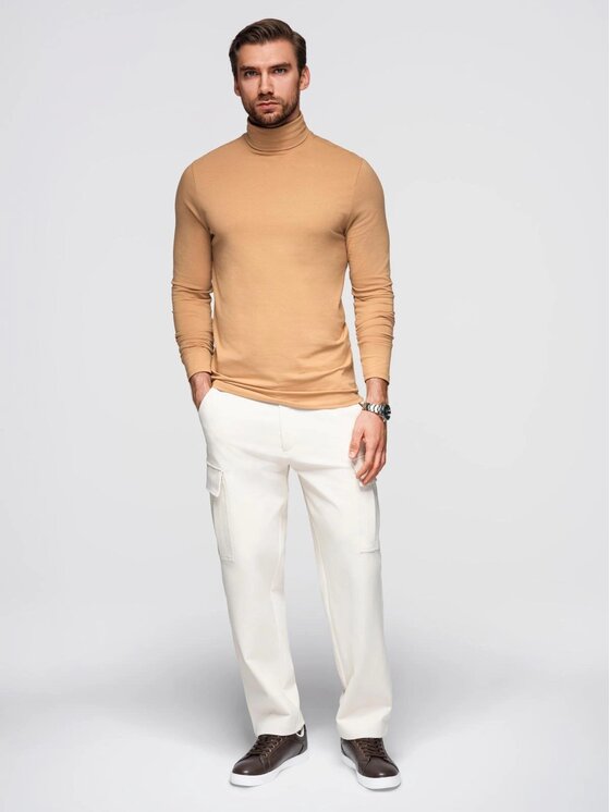 Ombre Ombre Longsleeve OM-LSCL-0130 Brązowy Slim Fit