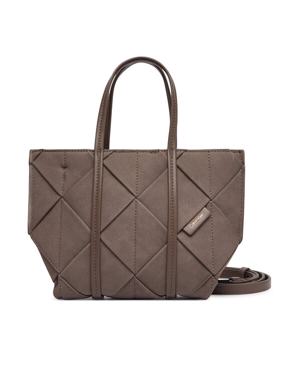Calvin Klein Calvin Klein Дамска чанта Woven Sueded Mini Tote Crossbody LV04F3696G Кафяв