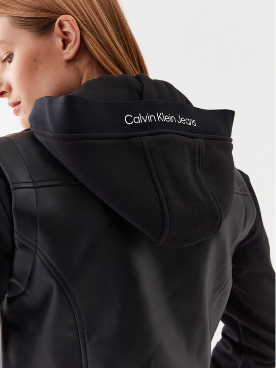 Calvin Klein Jeans Calvin Klein Jeans Ādas jaka J20J221384 Melns Regular Fit