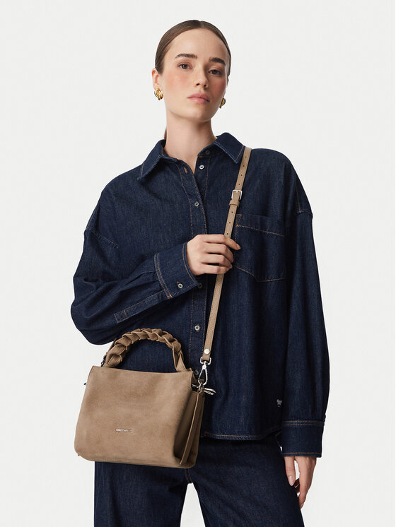 Coccinelle Дамска чанта P6P Boheme Suede Bimaterial E1 P6P 58 01 01 Тъмнобежов