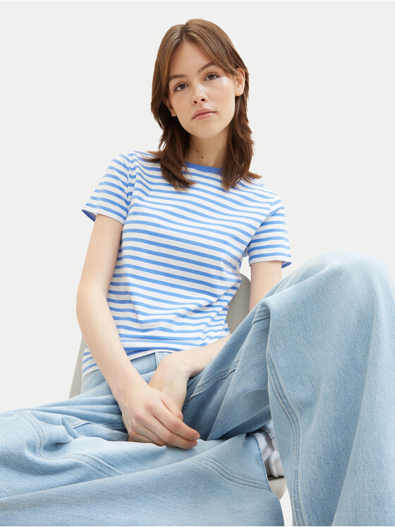 Tom Tailor Denim Tom Tailor Denim Tričko 1035867 Modrá Boxy Fit
