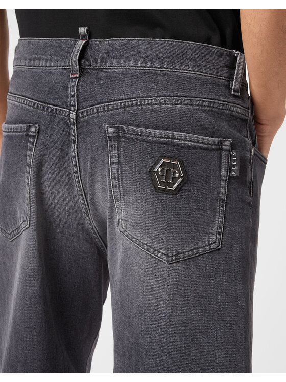 PHILIPP PLEIN PHILIPP PLEIN Szorty jeansowe 9243 Szary Loose Fit