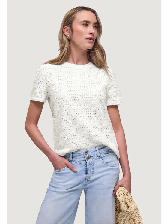 Street One Street One T-shirt SOL_summer lace shirt Bianco Shirt Fit