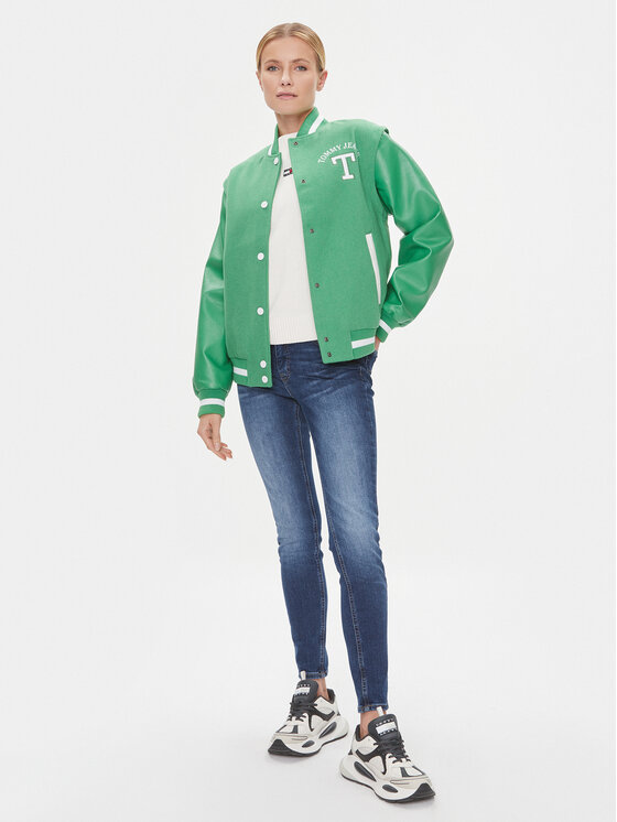 Tommy Jeans Tommy Jeans Μπόμπερ μπουφάν Letterman DW0DW15958 Πράσινο Regular Fit