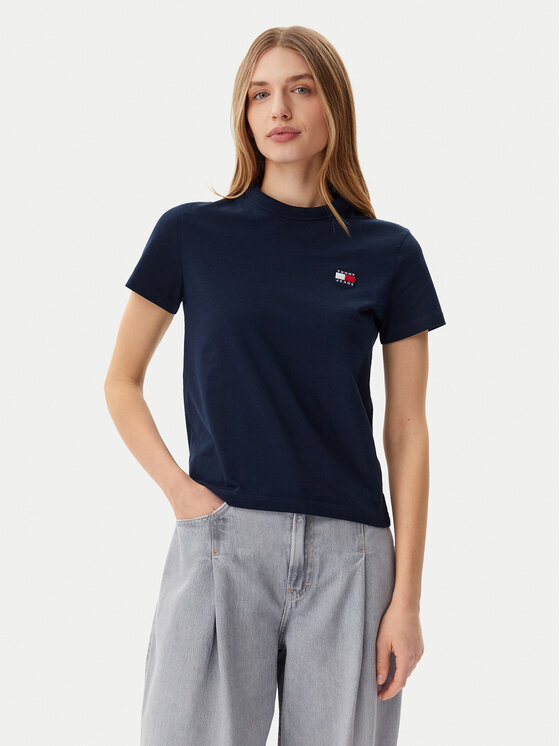 Tommy Jeans Damski T-Shirt, rozmiar XS, Granatowy, DW0DW20153