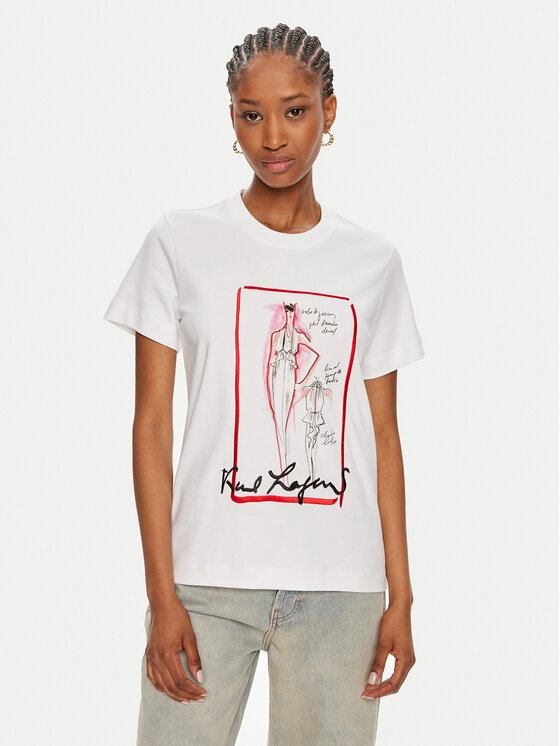 KARL LAGERFELD KARL LAGERFELD T-Shirt 245W1713 Bílá Regular Fit