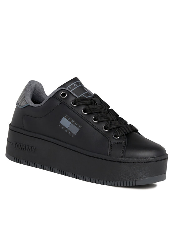 Tommy Jeans Sneakersy Tjw Flatform Animal Print EN0EN02537 Čierna