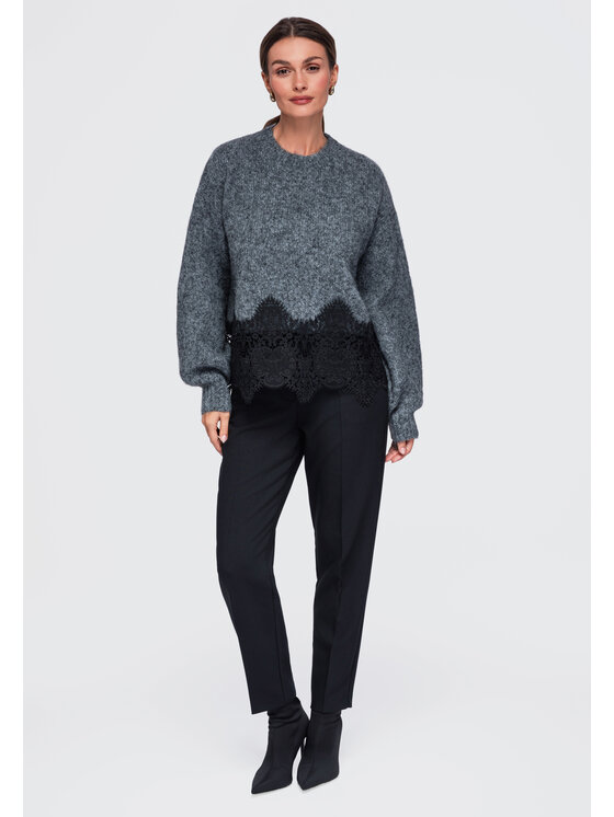 Ombre Ombre Sweter OW-SW-E0006 Szary Relaxed Fit