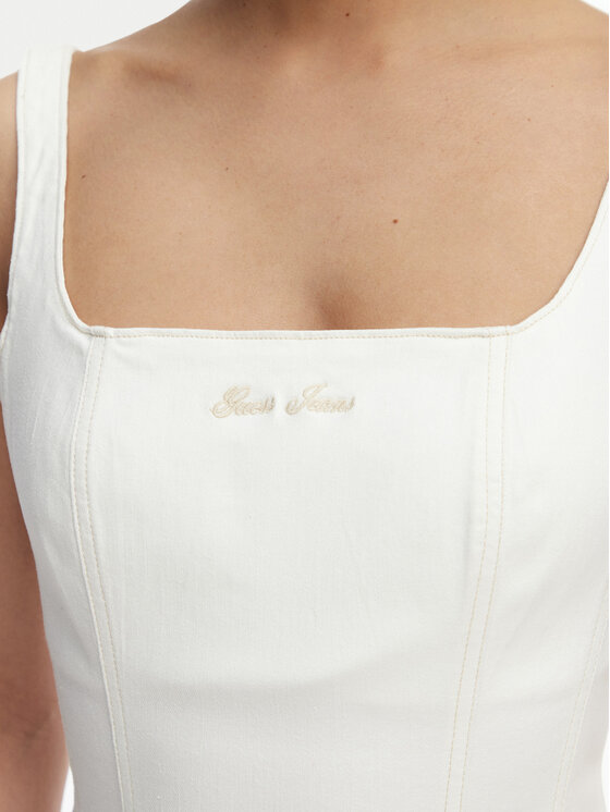 Guess Jeans Guess Jeans Džinsa kleita W6GK00 D7871 Écru Regular Fit