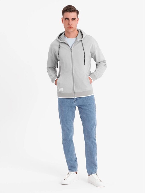 Ombre Ombre Mikina OM-SSZP-0191 Šedá Regular Fit