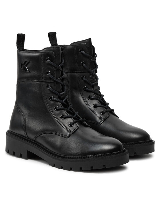 Calvin Klein Jeans Calvin Klein Jeans Ορειβατικά παπούτσια Combat Boot Mid Zip Lth In Calf YW0YW01550 Μαύρο