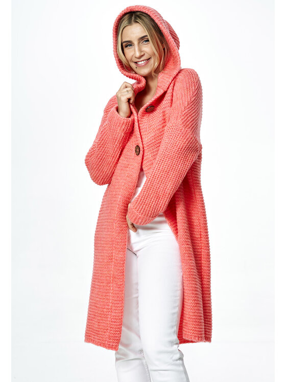 FIGL FIGL Sweter M884 Koralowy Oversize