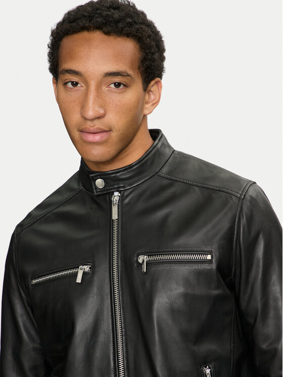 KARL LAGERFELD Veste en cuir 555019 543422 Noir Regular Fit