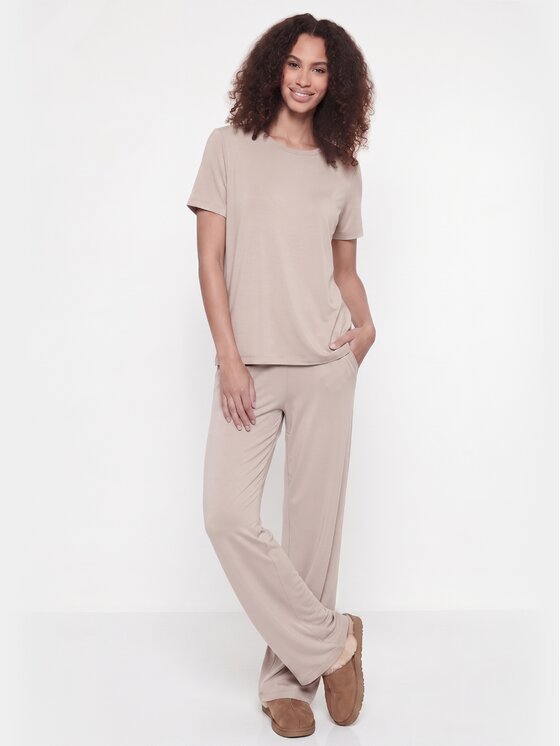 BASICLO BASICLO T-Shirt BSL-004-689 Beżowy Oversize