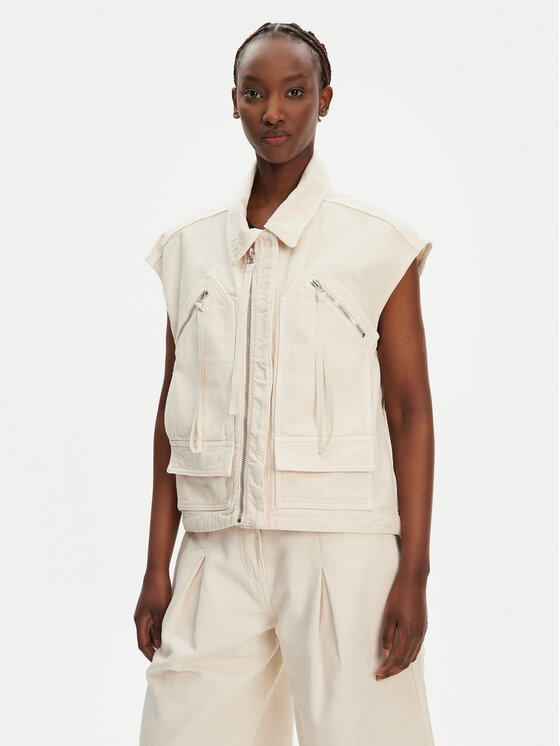 PINKO PINKO Vestă elegantă Gerard Gilet 105237 A2M8 Écru Regular Fit