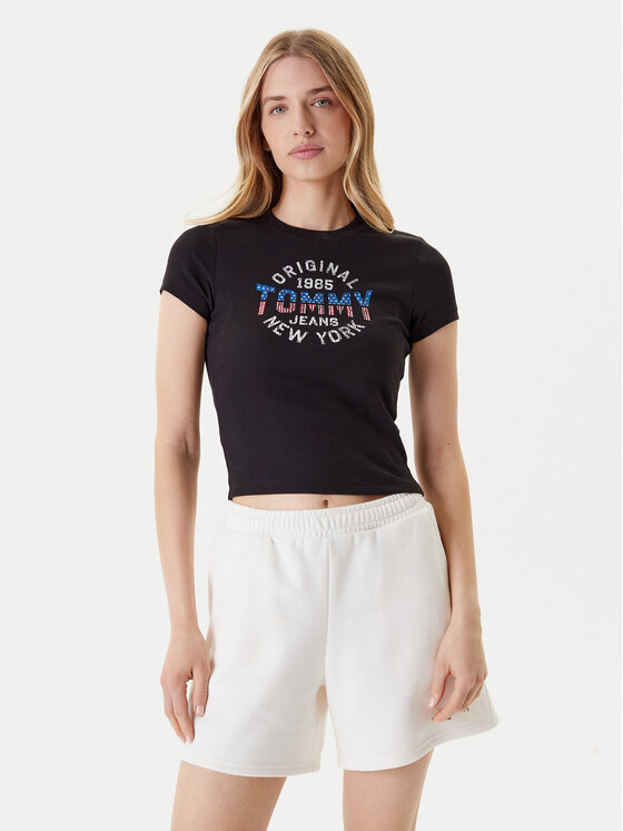 Tommy Jeans Tommy Jeans T-shirt DW0DW21421 Crna Slim Fit