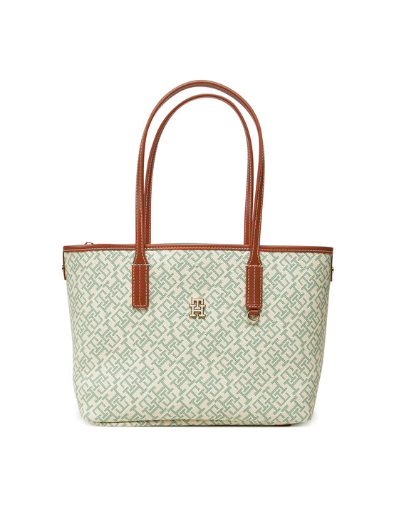 Tommy Hilfiger Geantă Th Monoplay Leather Mini Tote AW0AW17415 Verde