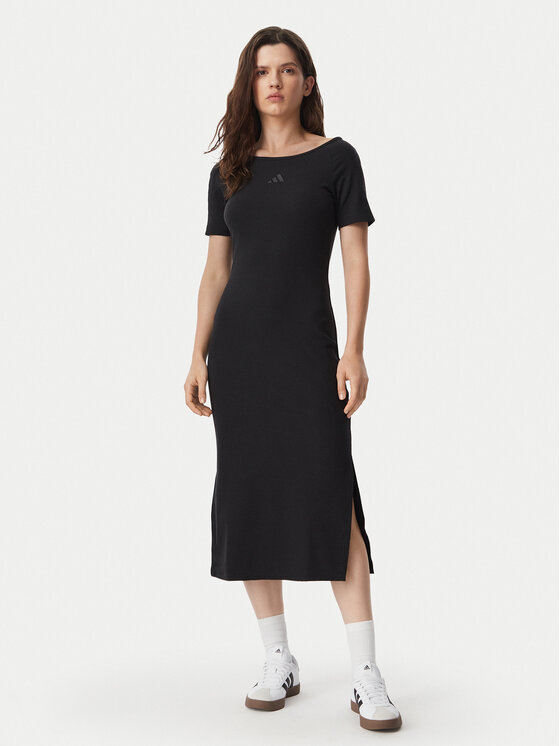 adidas adidas Ежедневна рокля Adidas Kit Small Logo Rib Dress KF2434 Черен Slim Fit