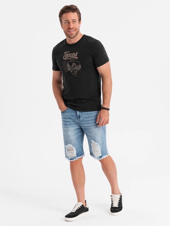 Ombre Ombre Džínové šortky OM-SRDS-0157 Modrá Regular Fit