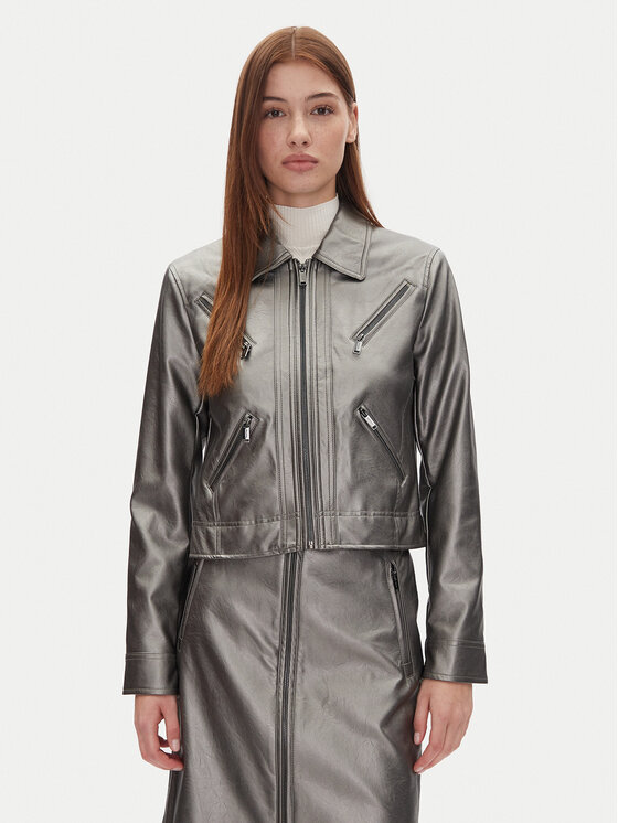 Női Műbőr dzseki DKNY, Méret: M, Ezüst, P4JJ6XJA
