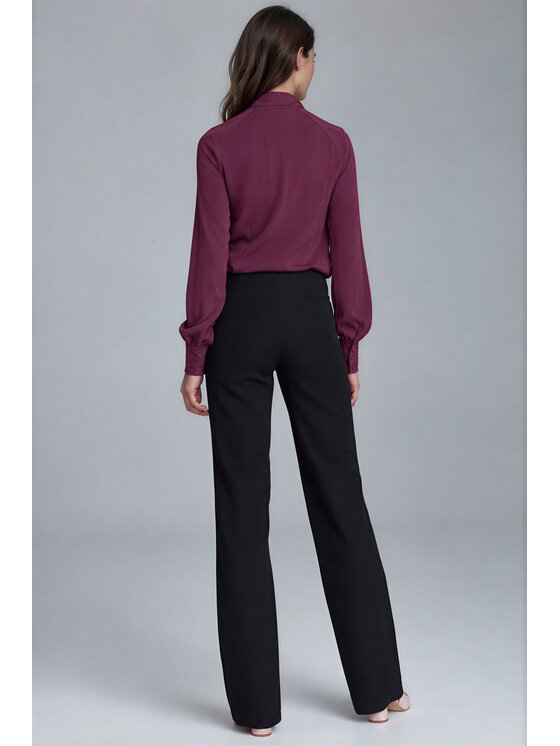 NIFE NIFE Kalhoty z materiálu SD165 Černá Straight Fit