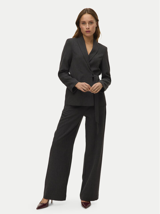 Vero Moda Vero Moda Kalhoty z materiálu Bestie 10333960 Šedá Wide Leg