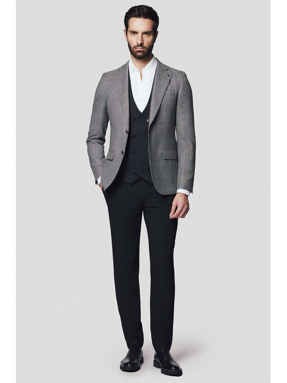 Lancerto Lancerto Marynarka Manteca MA073224000005 Szary Slim Fit