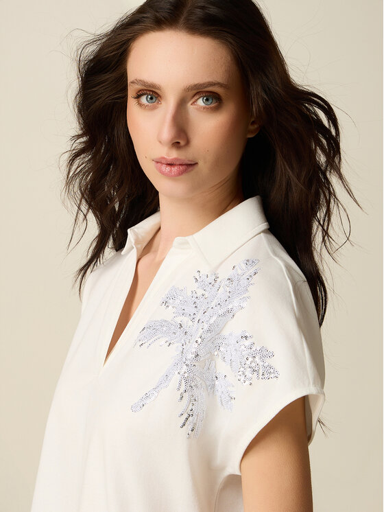 Oltre Oltre T-Shirt G051J004582N011 Biały Regular Fit