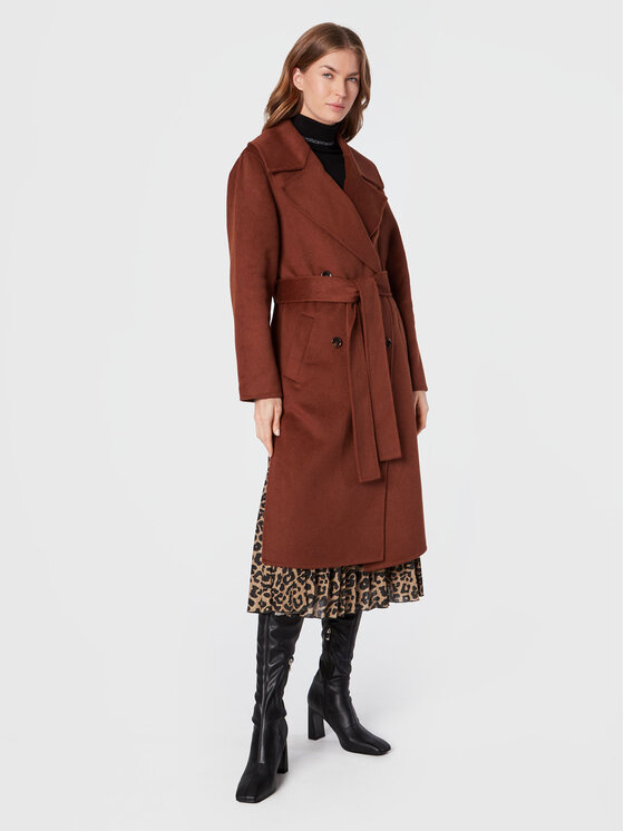 Cappotto di lana WF2039 T4627 Marrone Regular Fit