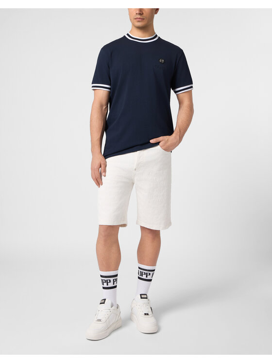 PHILIPP PLEIN PHILIPP PLEIN Szorty jeansowe 30593 Biały Loose Fit