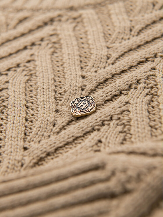 Ombre Ombre Sweter OM-SWSW-0190 Beżowy Regular Fit