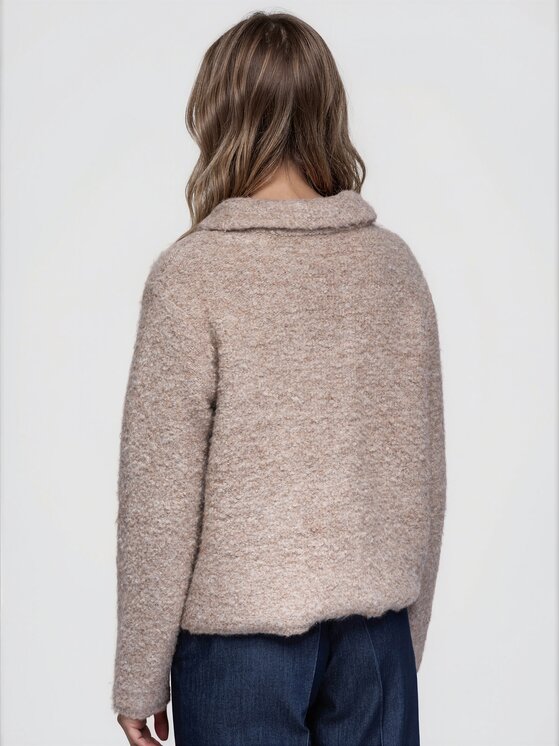 Ombre Ombre Sweter OW-SW-E0066 Beżowy Regular Fit