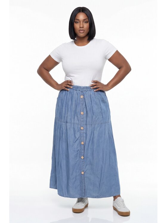 FIGL FIGL Maxi sukně M1331 Modrá Straight Fit