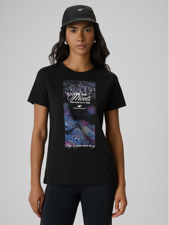 4F 4F T-Shirt AFTERLIGHT Czarny Regular Fit