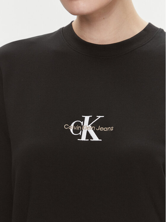 Calvin Klein Jeans Calvin Klein Jeans Sukienka dzianinowa Monologo J20J222520 Czarny Relaxed Fit