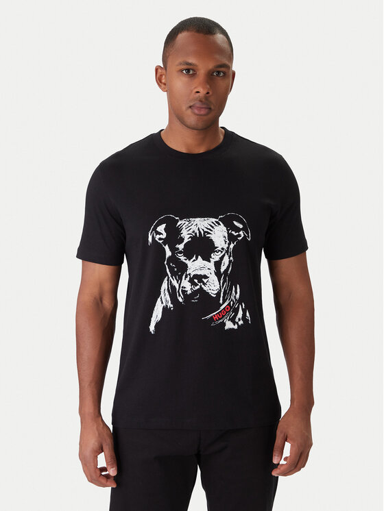 HUGO HUGO Tricou Dubrox 50553779 Negru Regular Fit